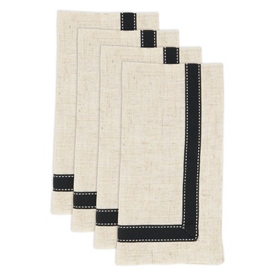 Rustic Cream Grosgrain Accent Napkin Set of Four