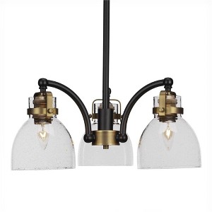 Toltec Lighting Easton 3 - Light Chandelier in  Matte Black/Brass with 6" Smoke Bubble Shade - 1 of 1