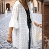 Amaryllis Women's Sheer Long-Sleeve Open-Front Dotted Swiss Duster Cardigan Lightweight Layering Piece- XX Large/XXX Large ,White - 2 of 4