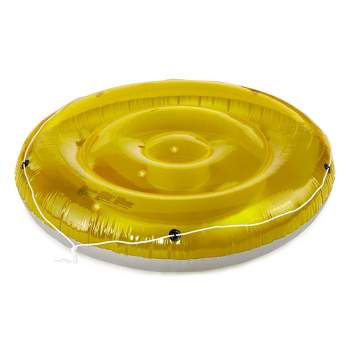 Swimline 9050 Giant 72 Inch Round Tube Swimming Pool or Lake 2 Person Sun Tan Lounger Island Float Inflatable with Rope, Yellow