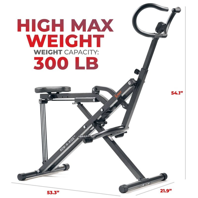 Sunny Health &#38; Fitness Row-N-Ride Plus Assisted Squat Machine - Black, 6 of 9
