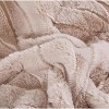 Home Mart Goods 4 Piece Pink Solid Floral Faux Fur Soft Plush Comforter Set - 4 of 4