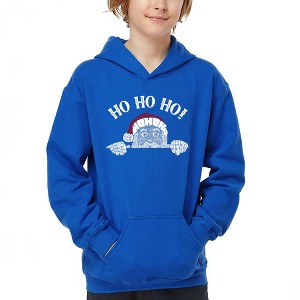 LA Pop Art Peeking Santa - Boy's Word Art Hooded Sweatshirt - 1 of 4