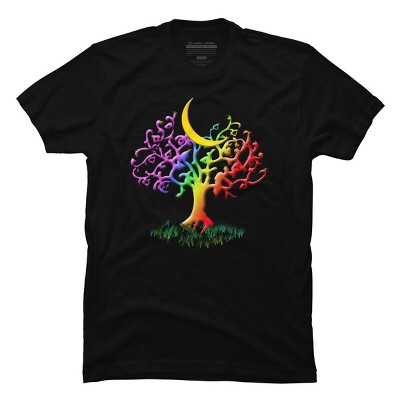Adult Design By Humans Rainbow Pride Tree of Life By Fluffydstroyer T-Shirt