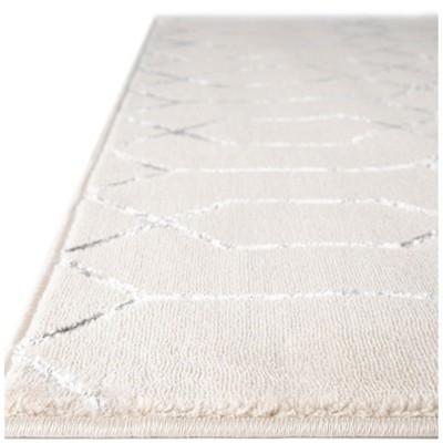 White Silver Trellis Glam Runner Rug 2' x 10'