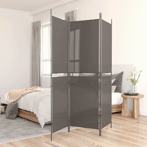 vidaXL 3-Panel Fabric Room Divider - Ideal for Privacy and Sunblock, Easy Assembly, Durable Iron Frame - Anthracite, Measures 59.1"x70.9" - 1 of 4