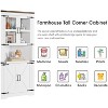67" Farmhouse Corner Cabinet, 4-Door Storage Cabinet with Barn Door Design and Adjustable Shelves, Corner Hutch for Bathroom, Kitchen, Living Room - 4 of 4