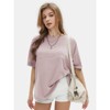 EXLURA Womens Summer Oversized T Shirts Crewneck Loose Workout Short Sleeve Blouse Tops 2025 Y2K Casual Athletic Basic Tee - 2 of 4
