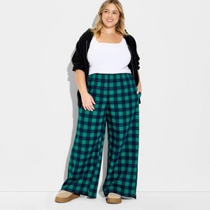 Women's DK Ground Plaid Graphic Sweatpants - Forest Green - 1 of 3