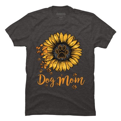 Men's Design By Humans Mother's Day Dog Mom Sunflower Paw By dodorindesign T-Shirt