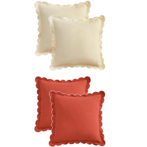 REGALWOVEN 4 Pcs Cotton Modern Soft Cozy Throw Pillow Covers with Scalloped Wavy Edge Designs for Home Decor 18 x 18 Inch - 1 of 4