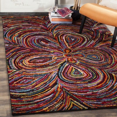 Psychedelic Art Inspired Multicolor Synthetic 4' x 6' Area Rug