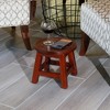 FURNIinspire Ottomans And Benches Carved Wooden Step Stool Fun Designs Premium Rubberwood Versatile Use, Maple Leaf Style, Red, 11.00"*11.00"*10.00" - 2 of 4