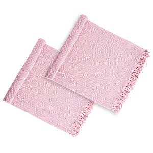 Dexmalle Decorative Pink and Tan Cotton Throw Blanket with Tassels,2 Pack - 1 of 4