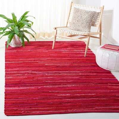Handwoven Red Multi Cotton Flat-Weave 5' x 8' Area Rug