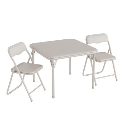 Boys and Girls Folding Table and Chair Set of 3, Featuring a Portable Table and Chairs with Soft Pu Cushions
