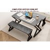 Jojoka Kitchen Dining Table Set for 4 with Benches, 44Inch Rectangular Modern MDF Table with X-Shaped Metal Frame, Space-Saving Design - 4 of 4
