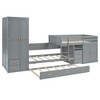 Twin Size Wooden Bunk Bed with Trundle, Cabinet, Wardrobe, Desk and Drawers - ModernLuxe - 4 of 4