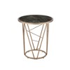 22" Round End Table with Faux Marble Glass Top and Champagne Metal Cone Base for Luxury Living Room - 2 of 4