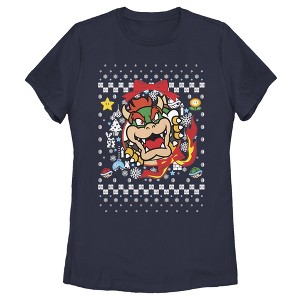 Women's Nintendo Christmas Bowser Wreath T-Shirt - 1 of 4