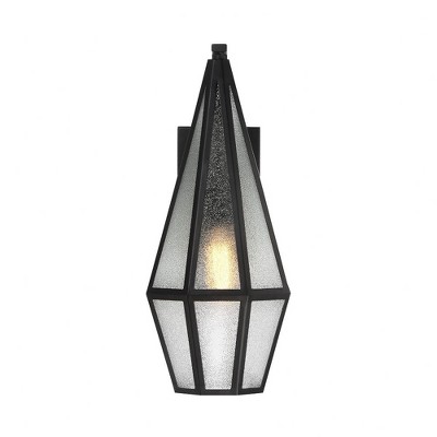 Matte Black Art Glass Outdoor Wall Lantern