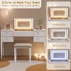 Acekool 47" Makeup Vanity Desk with Flip Top Mirror, LED Lights, 3 Lighting Modes, 5 Drawers, 3-in-1 Table with Chair, White & Gold - 3 of 4