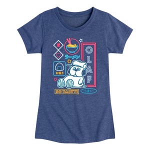 Girls' - Peanuts - Neon Olaf Fitted Short Sleeve Graphic T-Shirt - 1 of 4