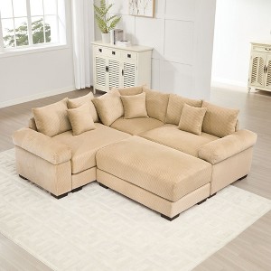 Oversized Cloud Modular Sectional Couch,Convertible Sectional Couches Deep Seat Extra-Wide Armrests - 1 of 4