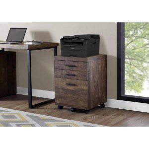 Monarch Specialties 3 Drawer File Cabinet, Filing Cabinet, Brown - 1 of 4