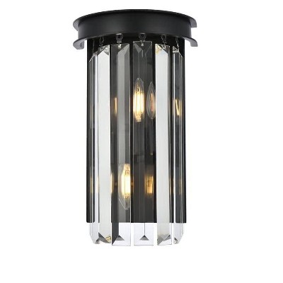 Elegant Lighting Sydney 2 light Matte Black Wall Sconce Clear Royal Cut Crystal