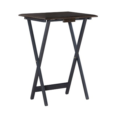 Marlowe Classic Gray Washed Oak Veneer Tray Table Set