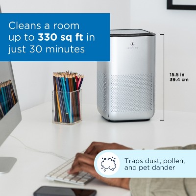 Medify Air MA-15 Compact Home Air Purifier w/ Dual True HEPA Filter, Removes 0.10 Micron Particles for Up to 330 Square Foot Rooms, Silver (2 Pack)