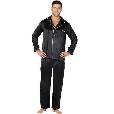 INTIMO Mens Silk Pajama with Flat Piping Detail