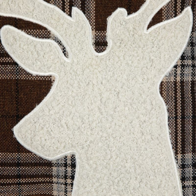Northlight 16.5" Brown Plaid Stag Christmas Throw Pillow, 3 of 7