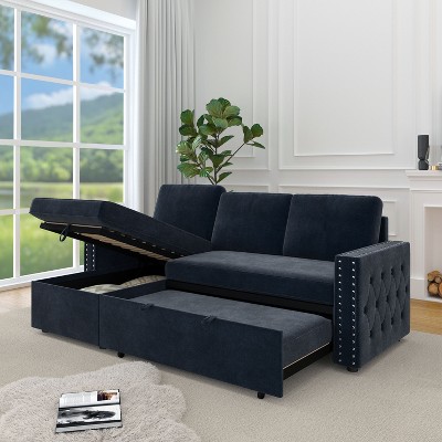 NicBex Modern Pull Out Sofa Bed Chenille Convertible Sleeper Sofa with Storage Chaise for Living Room