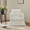 KINWELL 32" Wide Down Fill Upholstered Slipcovered Swivel Barrel Accent Armchair - 2 of 4