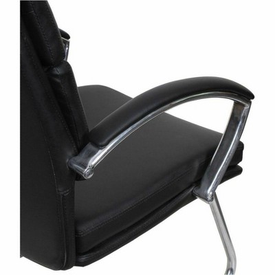 Neratoli Chrome-Base Slim Profile Black Leather Guest Chair