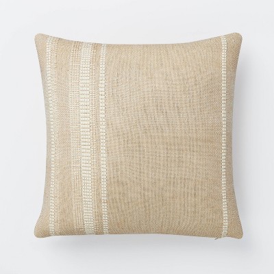 Woven Cotton Wool Striped Square Pillow Brown/Cream - Threshold™ designed with Studio McGee