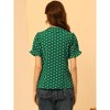INSPIRE CHIC Women's Elegant Puff Sleeve Polka Dots Peter Pan Collar Vintage Shirt Top - 4 of 4