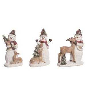 Transpac Resin Sweet Forest Snowman Figurine Set of 3 Christmas Home Decorations - 1 of 1