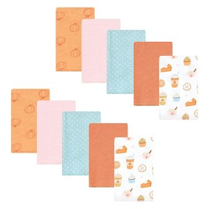 Hudson Baby Infant Girl Cotton Flannel Burp Cloths, Pumpkin Spice, One Size - 1 of 4