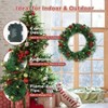 Festive Holiday Wreath for Front Door Home Office Artificial Pine with Red Berries and Ribbon Party Outdoor Decor - 3 of 4