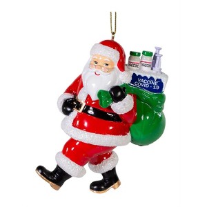 Kurt Adler Resin Ornament for Christmas Tree, Santa with Vaccine Presents - 1 of 1