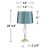 Vienna Full Spectrum 28 3/4" Tall Urn Traditional Glam Luxe End Table Lamp Clear Crystal Single Teal Shade Living Room Bedroom Bedside Nightstand - 4 of 4