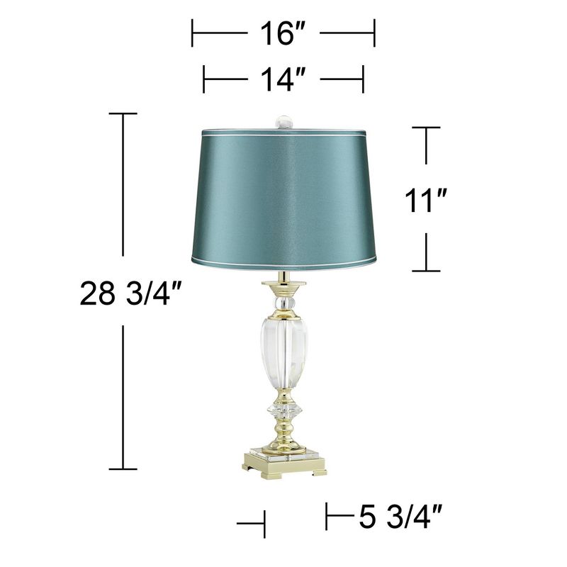 Vienna Full Spectrum 28 3/4" Tall Urn Traditional Glam Luxe End Table Lamp Clear Crystal Single Teal Shade Living Room Bedroom Bedside Nightstand, 4 of 7