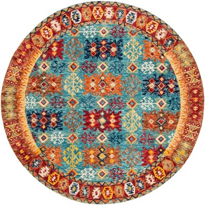 Aspen Apn514 Hand Tufted Area Rug - Blue/orange - 9' Round - Safavieh ...