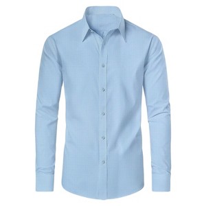 Galaxy By Harvic Men's Slim Fit  Long  Sleeve Stretch Printed Dress Shirts - 1 of 4