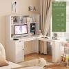 Corner Desk, L Shaped Gaming Computer Desk With Hutch, Drawers, Pegboard And Storage Shelves, With Adjustable Color LED Light And Charger - 3 of 4