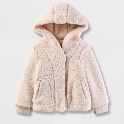 Cat Jack Brandclub Baby Girls Faux Shearling Jacket Cat Jack Cream 12M