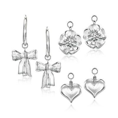 Ross-Simons Sterling Silver Jewelry Set: Hoop Earrings With 3 Pairs Of Charms